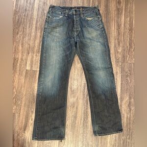 Ed Hardy Men's 34x34 Denim by Christian Audigier Jeans Dark Blue Wash ButtonFly